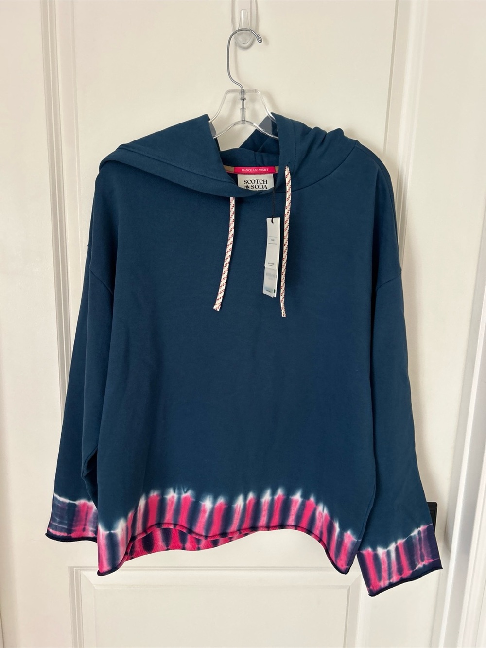 Scotch & Soda Amsterdam Dance All Night Blue Tie Dye Hoodie Unisex Sz Small
